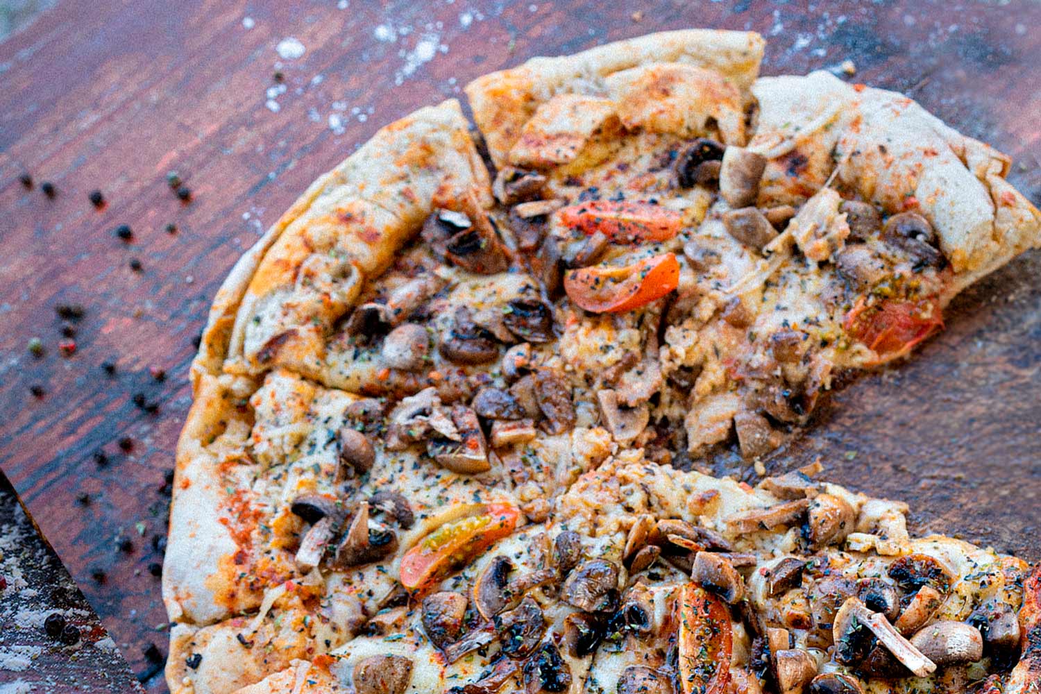 Pizza a la parrilla rellena con quesos Noal